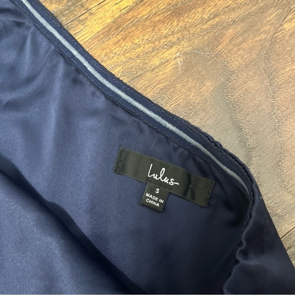 Lulus Navy Blue One-Shoulder Asymmetrical Midi-Dress size Small - Picture 5 of 10